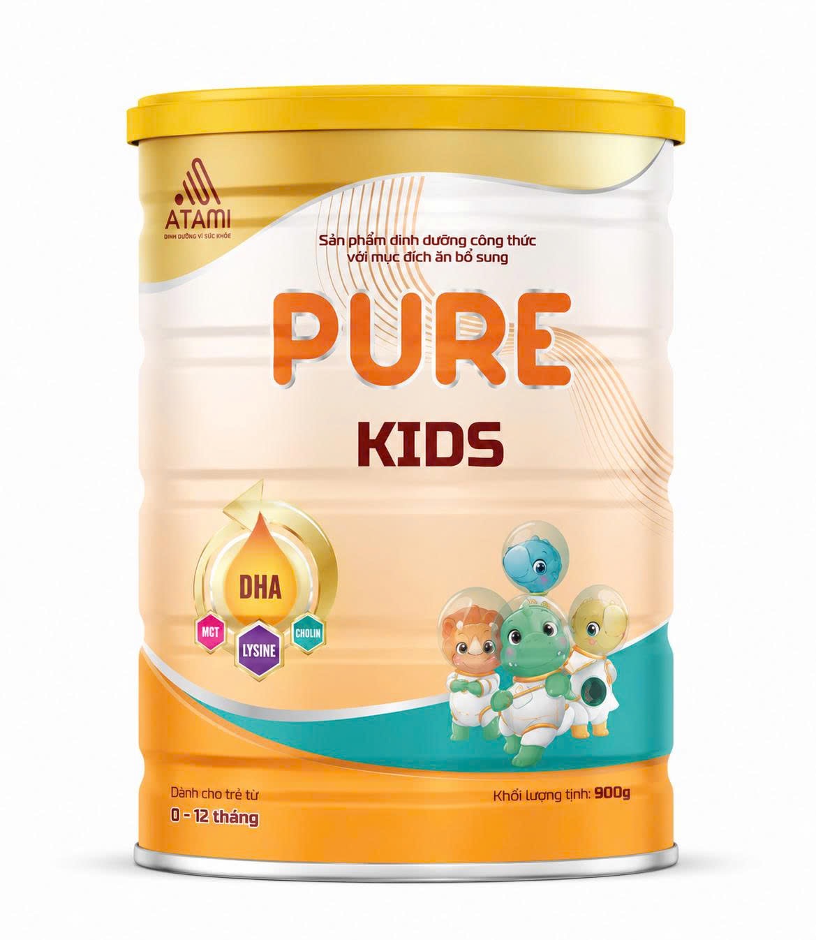 Lon sữa Pure Kids 900g của ATAMI dành cho trẻ 0 - 12 tháng